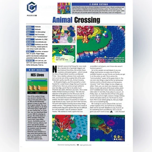 EGM Art 202 Egm Nintendo Gamecube Animal Crossing Video Game